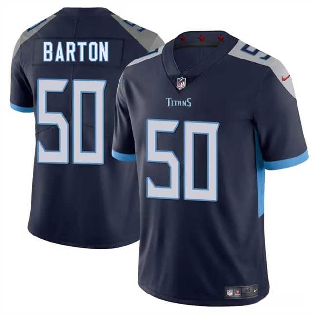 Men & Women & Youth Tennessee Titans #50 Cody Barton Navy 2025 Vapor Limited Stitched Jersey